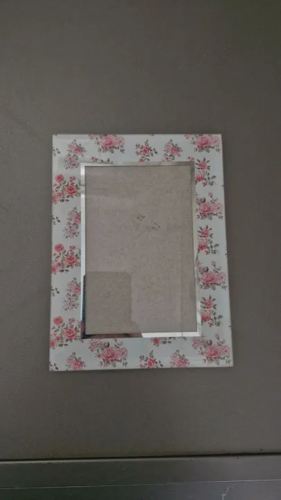 Glass Picture Frame With Pink Roses And Flowers