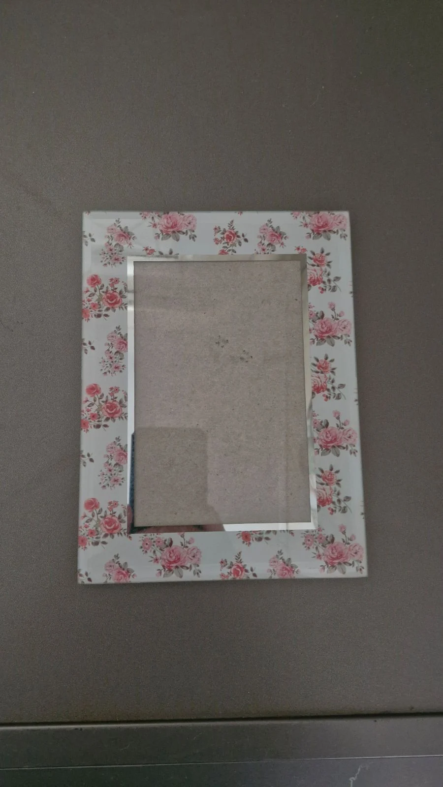Glass Picture Frame With Pink Roses And Flowers