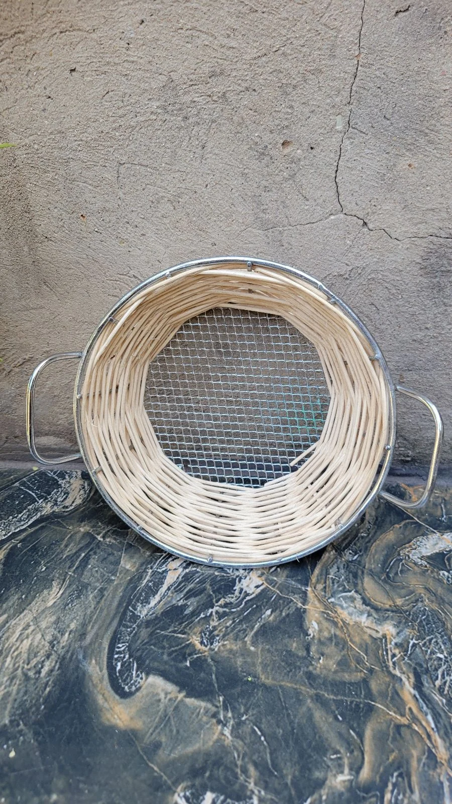 Wicker & Metal Basket with Handles