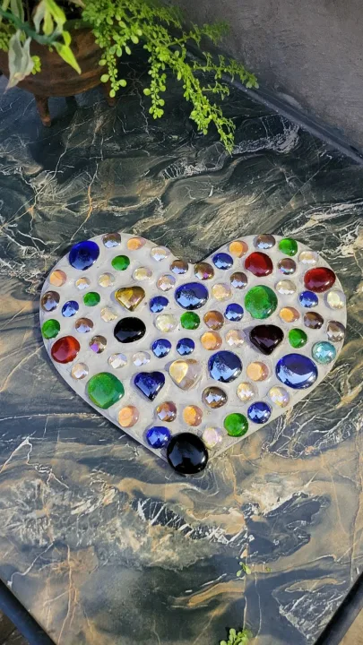 Mosaic Heart With Glass Beads / Stones And Hearts