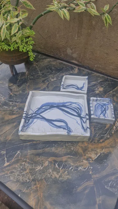 Handmade Pottery Dishes / Small Square Holding Bowls