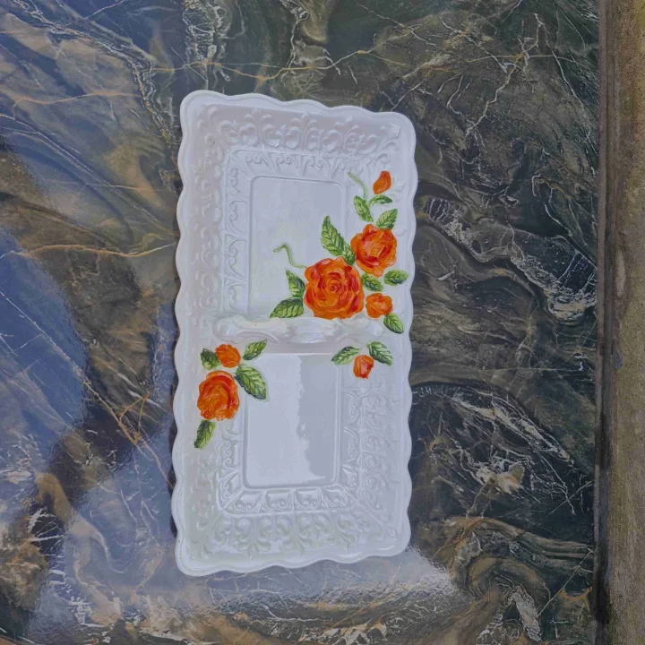 Vintage Serving Tray / Platter Decorated With Orange