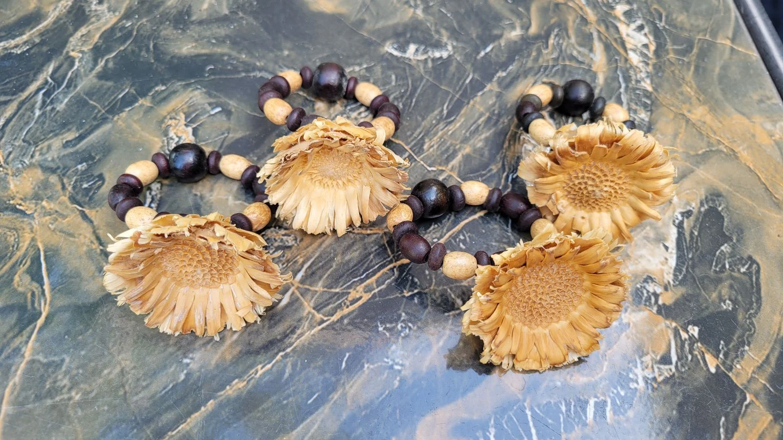 Dried Flower & Bead Serviette Rings