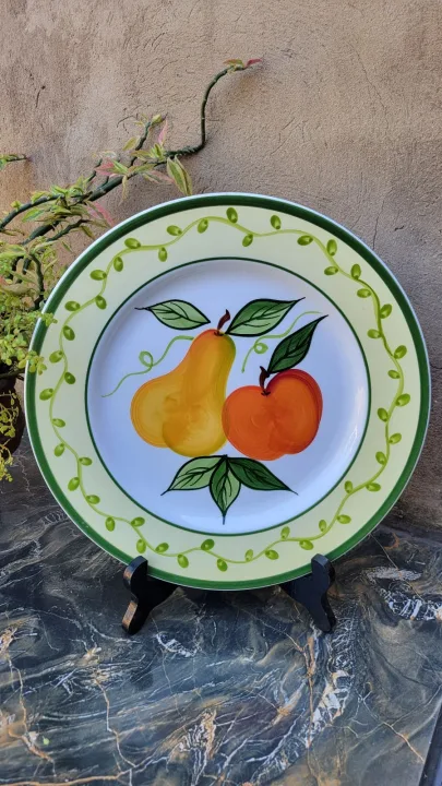 Hand-Painted Stoneware Fruit Plate