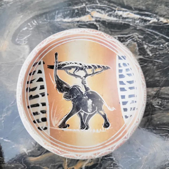 Hand-Carved Soapstone Elephant Bowl