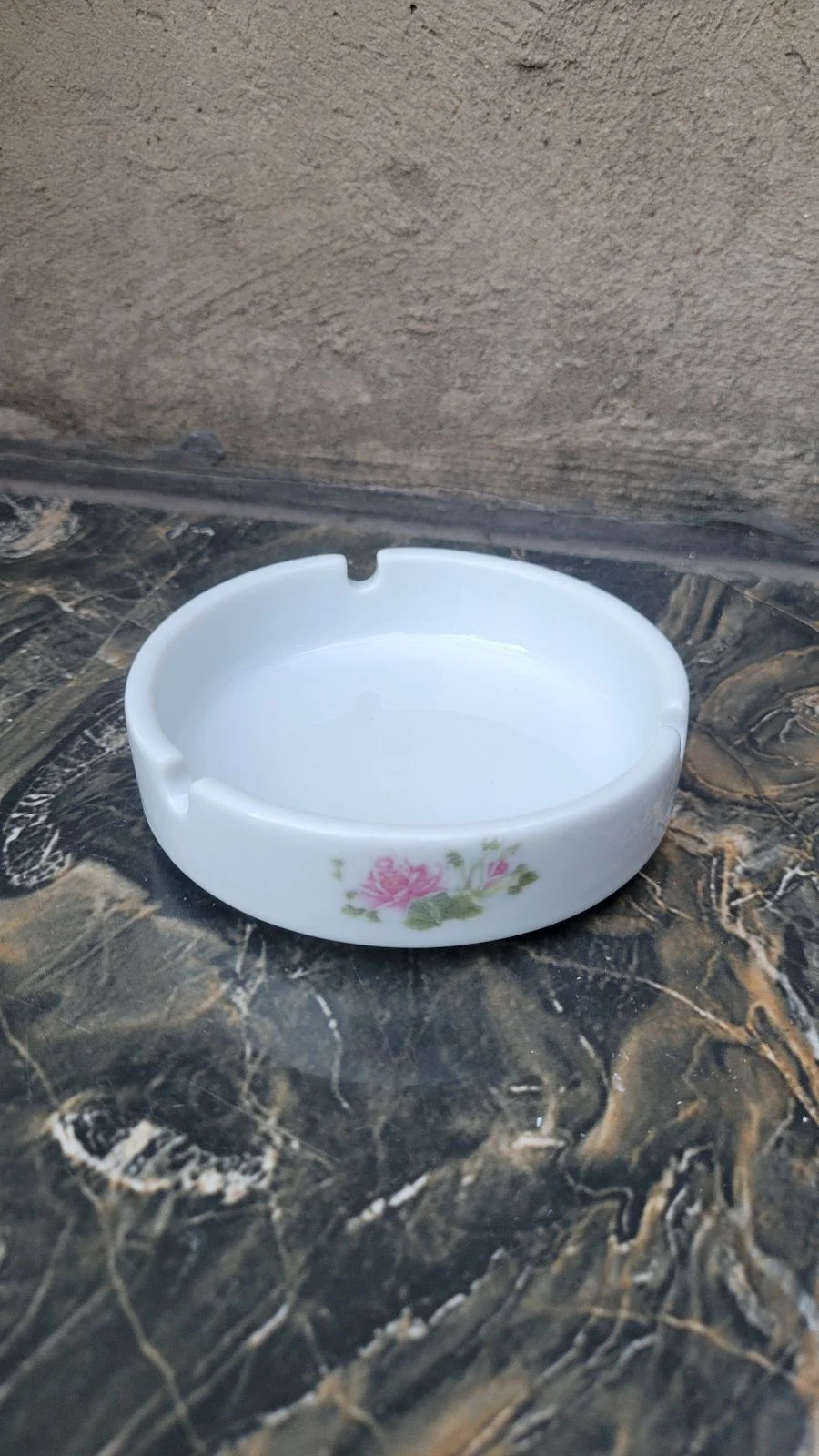 Ashtray With Pink Flowers
