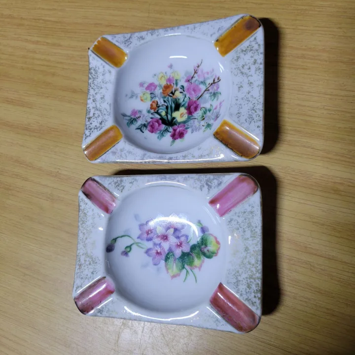 Vintage Floral Ashtrays X 2