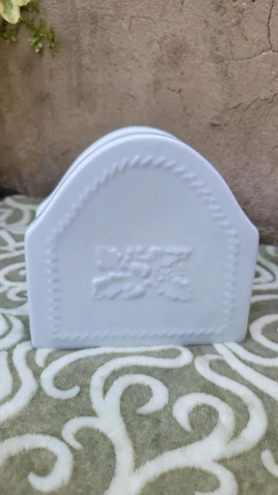 Collectable White Stoneware Serviette / Letter Holder