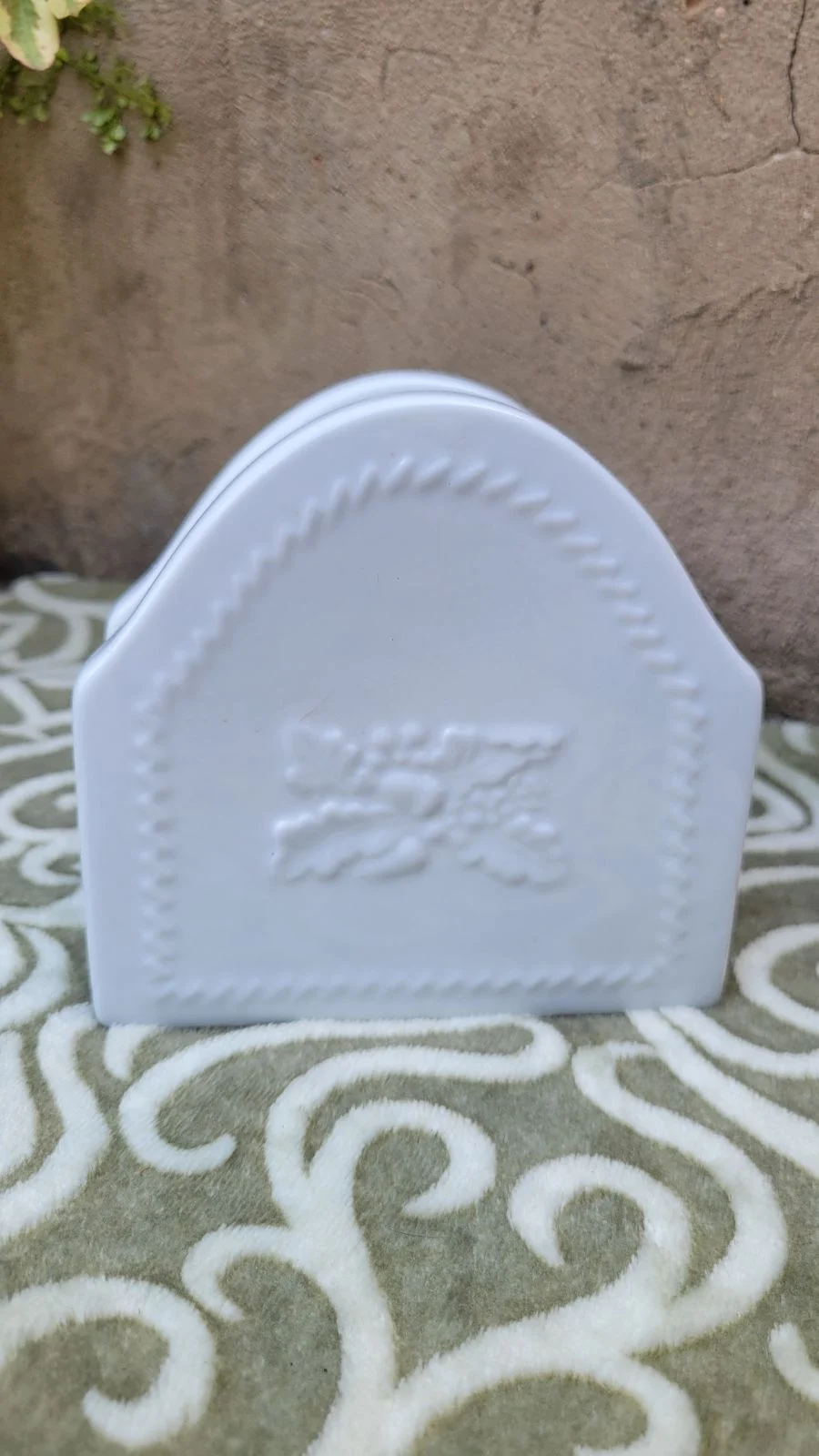 Collectable White Stoneware Serviette / Letter Holder