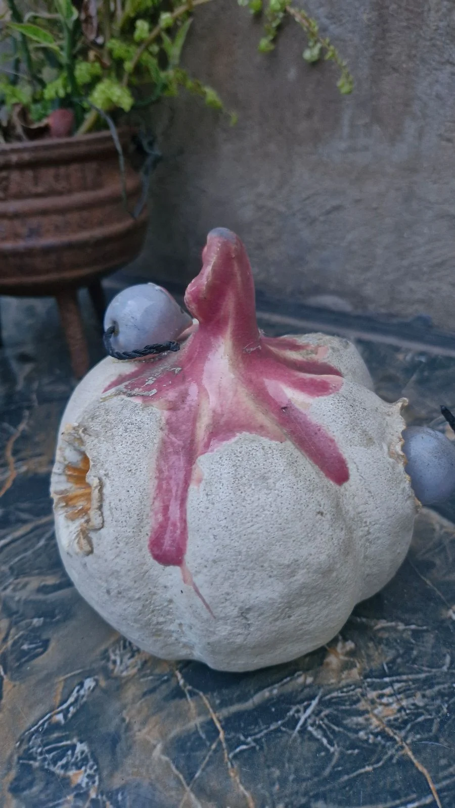 Pottery Pumpkin With Mice