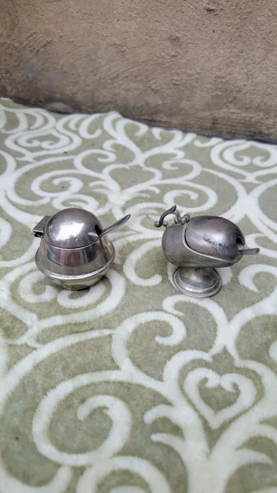 Vintage Miniature Salt Scuttles & Teaspoons