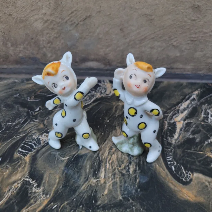 Vintage 1950s Ceramic Pixie Figurines