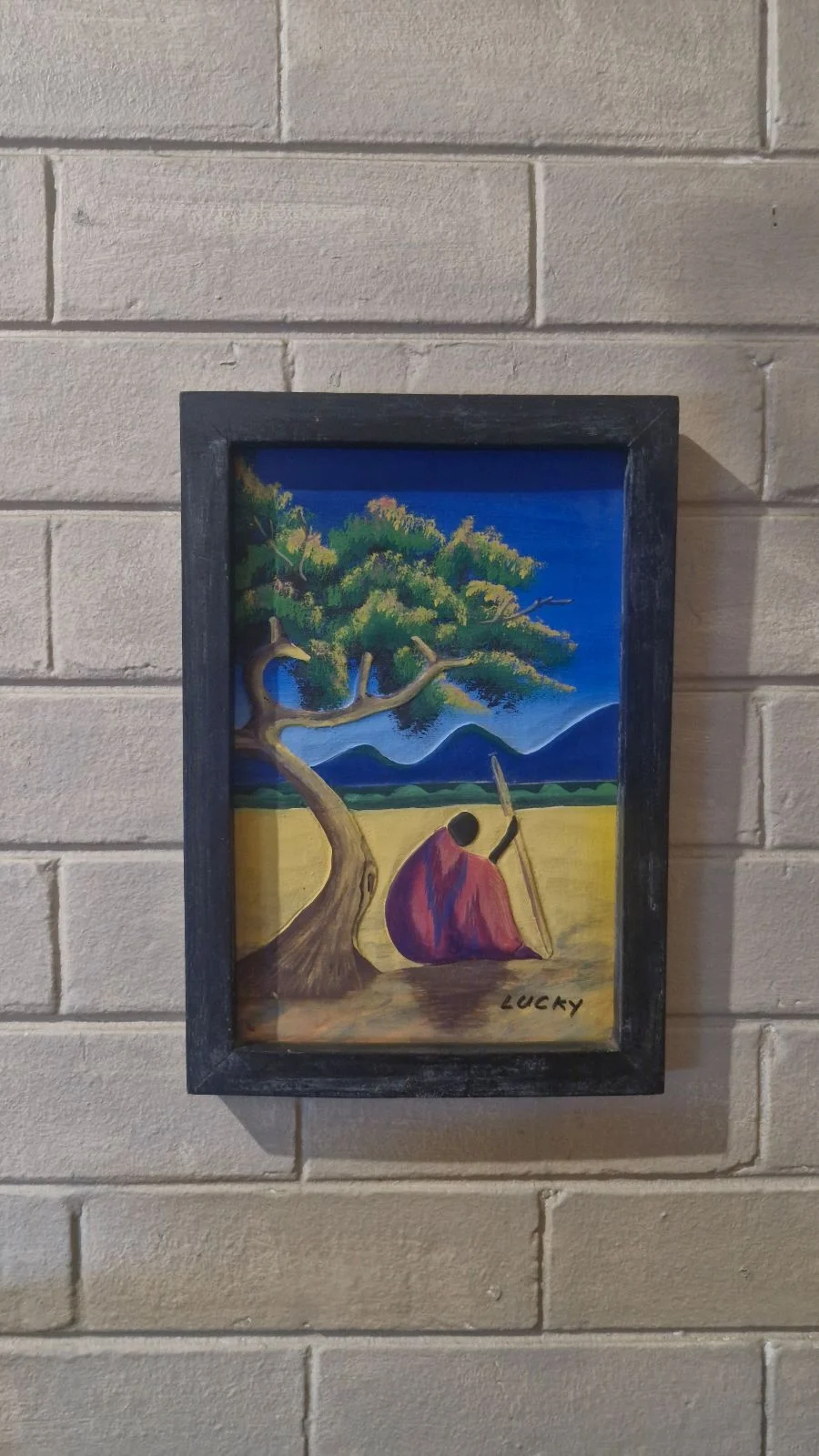 African Art Painted Wall Hanging