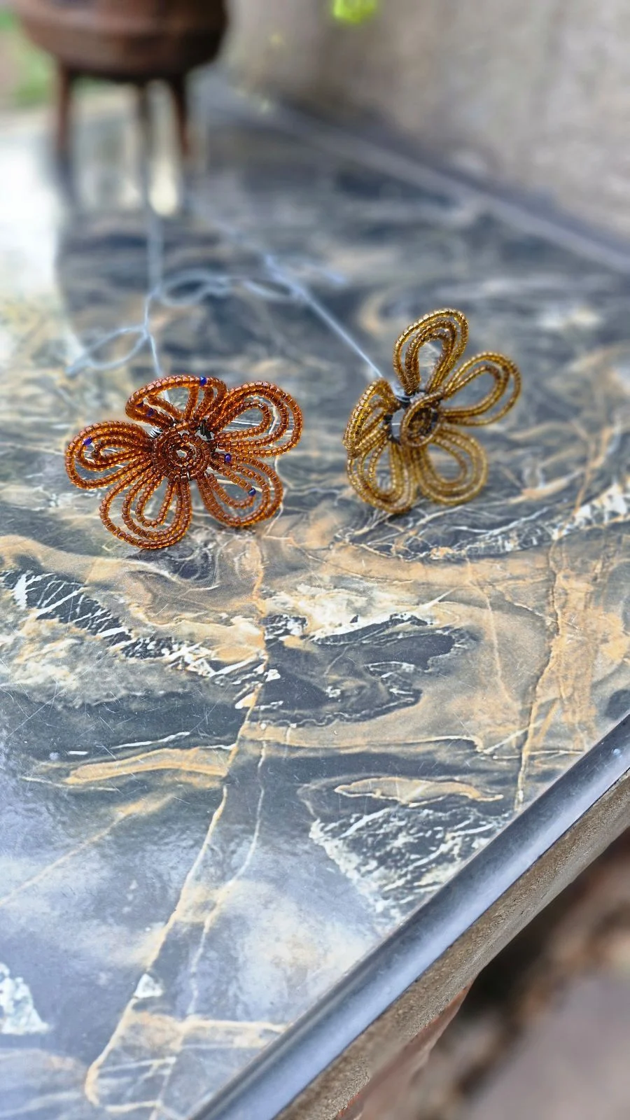 2 Beaded Flowers On Wire