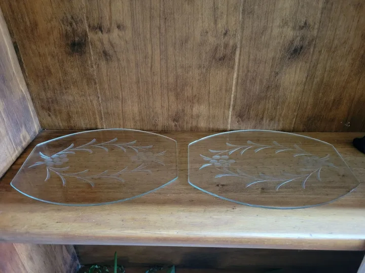 Two Small Serving Plates With Leave Design