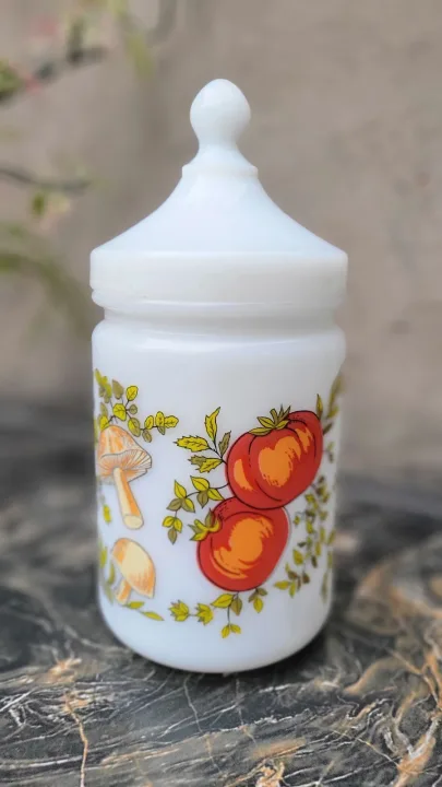 Vintage Arcopal French Milk Glass Storage Jar