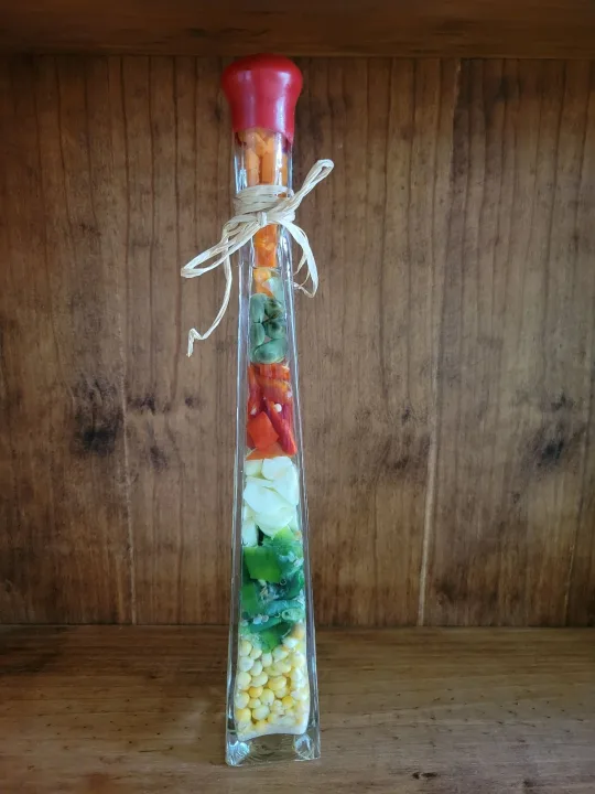 Decorative Bottle Filled With Preserved Vegetables