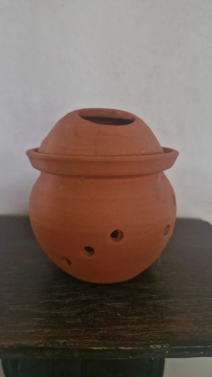 Terracotta Candle Holder With Smiley Face