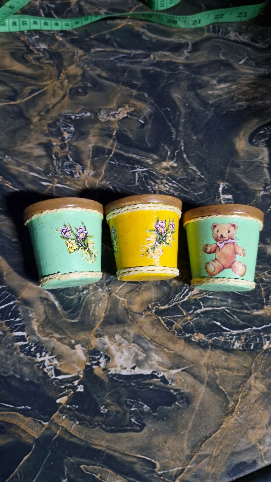 Small Decoupaged Terracotta Pots
